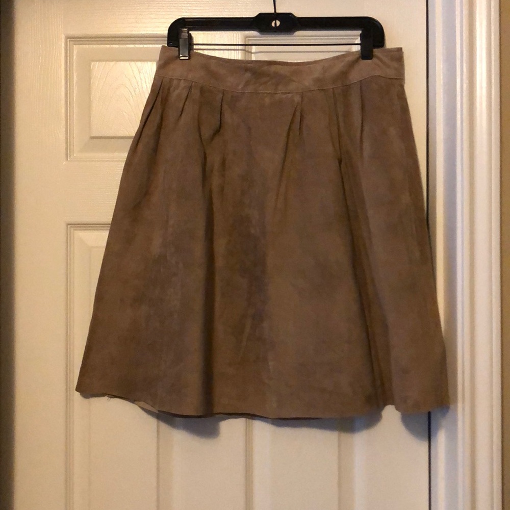 Pink Tartan tan suede skirt